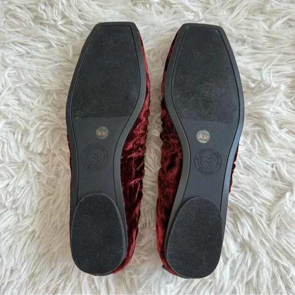 Vince Camuto Verline Mary Jane Square Ballet Flat Red Crushed Velvet Size 6 - Picture 5 of 6